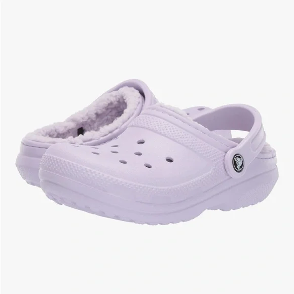 Crocs Classic Faux Fur Lined Clogs Lavender purple Mens size 7 Womens 9 slippers - Picture 2 of 9